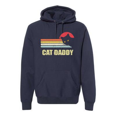 Cat Daddy Funny Vintage Style Cat Retro Distressed Premium Hoodie