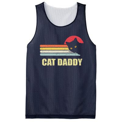 Cat Daddy Funny Vintage Style Cat Retro Distressed Mesh Reversible Basketball Jersey Tank