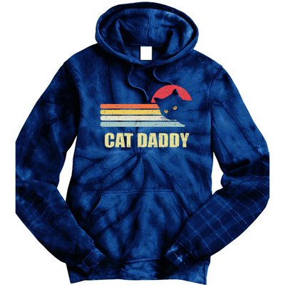 Cat Daddy Funny Vintage Style Cat Retro Distressed Tie Dye Hoodie