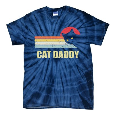 Cat Daddy Funny Vintage Style Cat Retro Distressed Tie-Dye T-Shirt