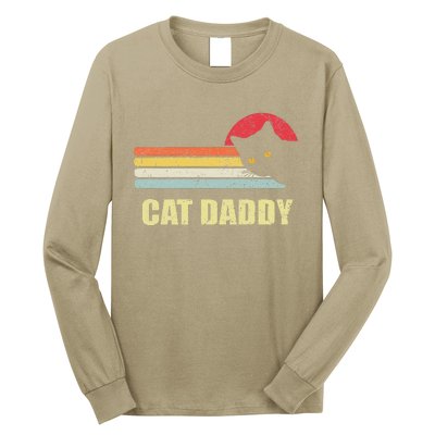 Cat Daddy Funny Vintage Style Cat Retro Distressed Long Sleeve Shirt