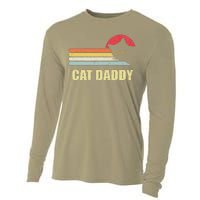 Cat Daddy Funny Vintage Style Cat Retro Distressed Cooling Performance Long Sleeve Crew