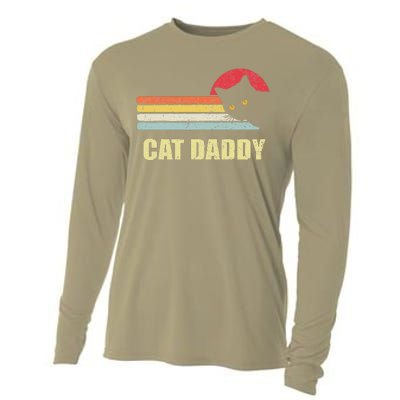 Cat Daddy Funny Vintage Style Cat Retro Distressed Cooling Performance Long Sleeve Crew