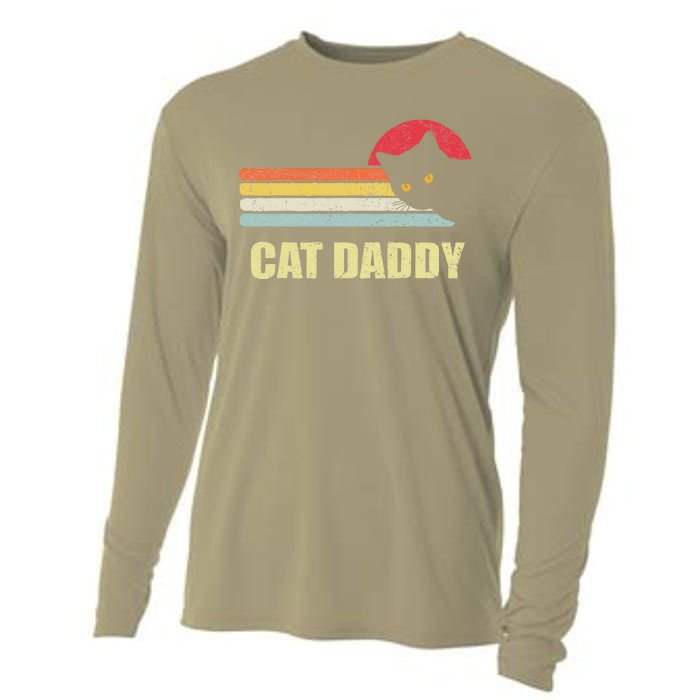 Cat Daddy Funny Vintage Style Cat Retro Distressed Cooling Performance Long Sleeve Crew