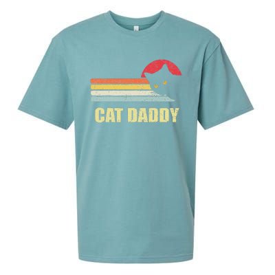 Cat Daddy Funny Vintage Style Cat Retro Distressed Sueded Cloud Jersey T-Shirt