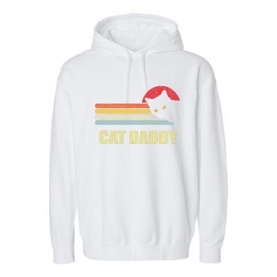 Cat Daddy Funny Vintage Style Cat Retro Distressed Garment-Dyed Fleece Hoodie