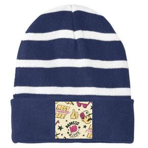 Cool Dad Father's Day Striped Beanie with Solid Band