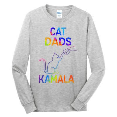 Cat Dads For Kamala Tiedye Harris Madam President 47 Tall Long Sleeve T-Shirt