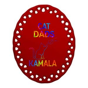 Cat Dads For Kamala Tiedye Harris Madam President 47 Ceramic Oval Ornament