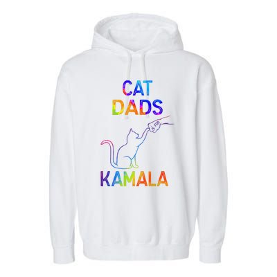 Cat Dads For Kamala Tiedye Harris Madam President 47 Garment-Dyed Fleece Hoodie