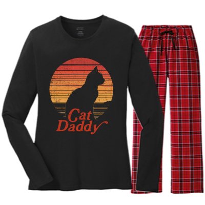 Cat Daddy Funny Cat Lover Cat Dad Women's Long Sleeve Flannel Pajama Set 