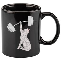 Cat Deadlifting Funny Fitness Gym Lover Cat BarBell 11oz C Handle Ceramic Mug