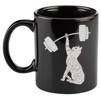 Cat Deadlifting Funny Fitness Gym Lover Cat BarBell 11oz C Handle Ceramic Mug