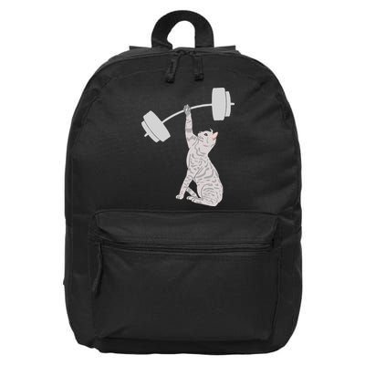 Cat Deadlifting Funny Fitness Gym Lover Cat BarBell 16 in Basic Backpack