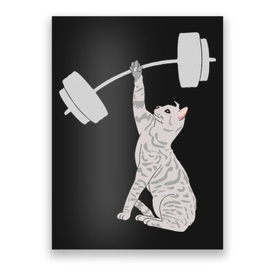 Cat Deadlifting Funny Fitness Gym Lover Cat BarBell Poster