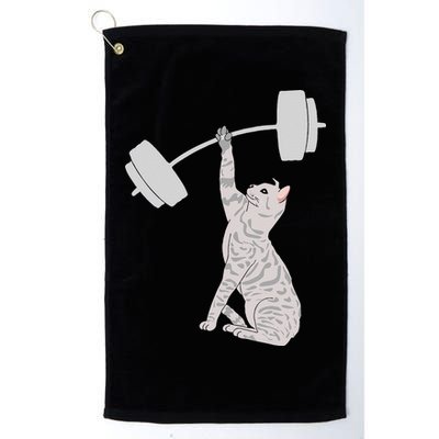 Cat Deadlifting Funny Fitness Gym Lover Cat BarBell Golf Towel