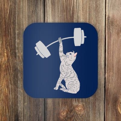 Cat Deadlifting Funny Fitness Gym Lover Cat BarBell Coaster