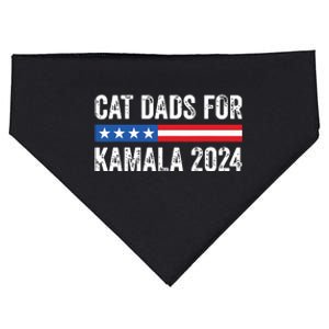 Cat Dads For Kamala Funny Cat Owner 2024 President Kamala USA-Made Doggie Bandana