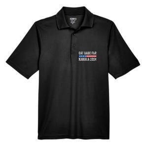 Cat Dads For Kamala Funny Cat Owner 2024 President Kamala Men's Origin Performance Pique Polo