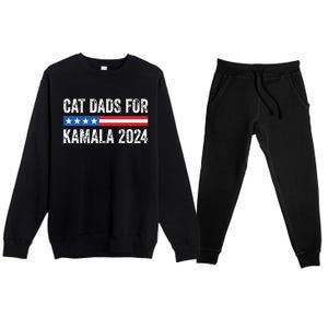 Cat Dads For Kamala Funny Cat Owner 2024 President Kamala Premium Crewneck Sweatsuit Set