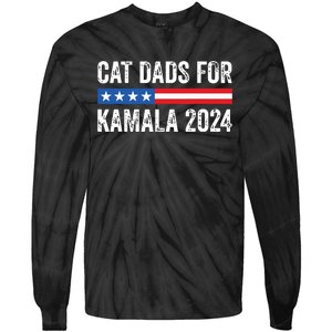 Cat Dads For Kamala Funny Cat Owner 2024 President Kamala Tie-Dye Long Sleeve Shirt