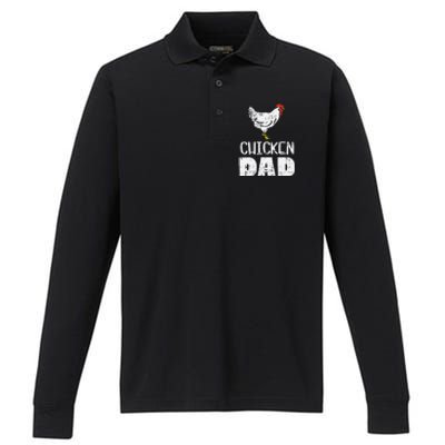  Chicken Dad Farm Animal Farming Life Farmer Rancher Performance Long Sleeve Polo