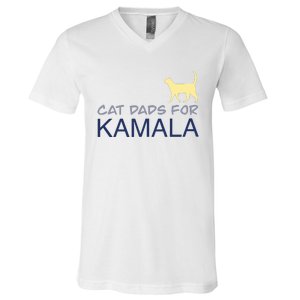 Cat Dads For Kamala Harris For President 2024 V-Neck T-Shirt