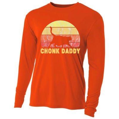 Chonk Daddy Fat Cat Dad Lover Meme Gifts Cooling Performance Long Sleeve Crew