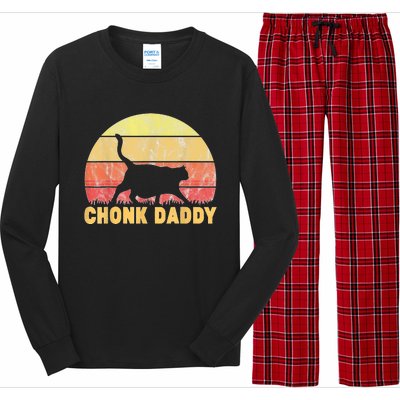 Chonk Daddy Fat Cat Dad Lover Meme Gifts Long Sleeve Pajama Set