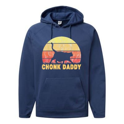 Chonk Daddy Fat Cat Dad Lover Meme Gifts Performance Fleece Hoodie