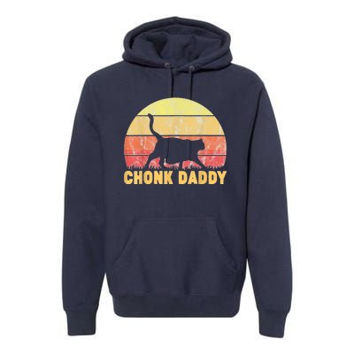 Chonk Daddy Fat Cat Dad Lover Meme Gifts Premium Hoodie