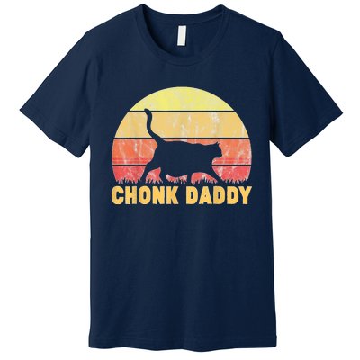 Chonk Daddy Fat Cat Dad Lover Meme Gifts Premium T-Shirt