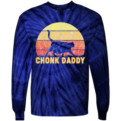 Chonk Daddy Fat Cat Dad Lover Meme Gifts Tie-Dye Long Sleeve Shirt