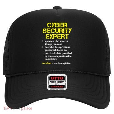 Cybersecurity Definition Funny Secures Things You Cant High Crown Mesh Back Trucker Hat