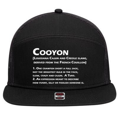 Cooyon Definition Funny Cajun Creole Coonass 7 Panel Mesh Trucker Snapback Hat