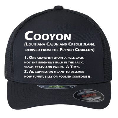 Cooyon Definition Funny Cajun Creole Coonass Flexfit Unipanel Trucker Cap