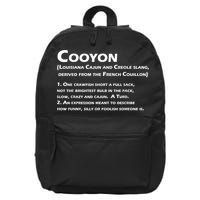 Cooyon Definition Funny Cajun Creole Coonass 16 in Basic Backpack