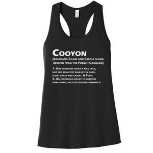 Cooyon Definition Funny Cajun Creole Coonass Women's Racerback Tank