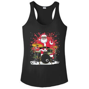 Christmas Drummer Funny Santa Claus On Drums Ladies PosiCharge Competitor Racerback Tank