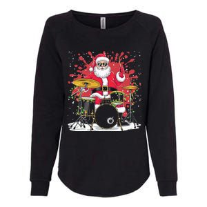 Christmas Drummer Funny Santa Claus On Drums Womens California Wash Sweatshirt