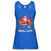 Christmas Drummer Funny Santa Claus On Drums Ladies Essential Flowy Tank