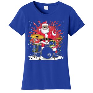 Christmas Drummer Funny Santa Claus On Drums Women's T-Shirt