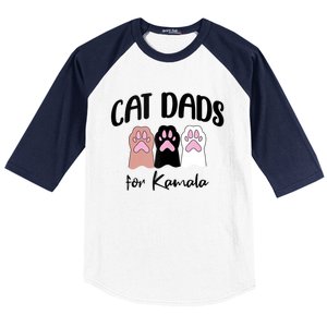 Cat Dads For Kamala Funny Political Baseball Sleeve Shirt