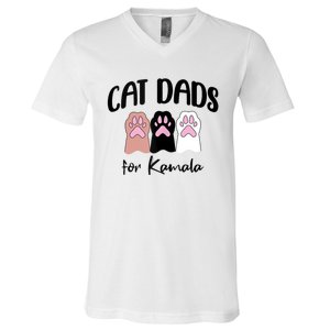 Cat Dads For Kamala Funny Political V-Neck T-Shirt