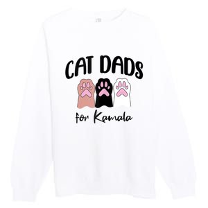 Cat Dads For Kamala Funny Political Premium Crewneck Sweatshirt