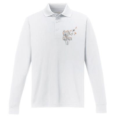 Cute Dandelion Flower Performance Long Sleeve Polo