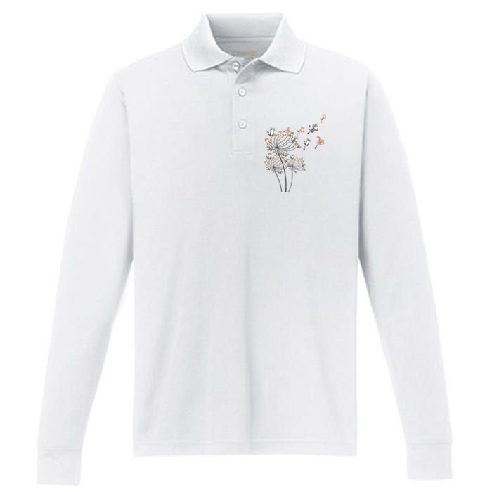 Cute Dandelion Flower Performance Long Sleeve Polo