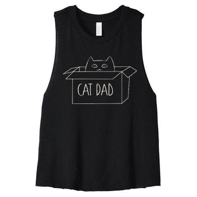 Cat Dad Funny Cat Daddy For Fathers Day Women's Racerback Cropped Tank