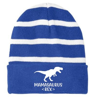 Christmas Dinosaur For Mom And Grandma Mamasaurus Rex Gift Striped Beanie with Solid Band