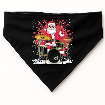 Christmas Drummer Funny Santa Claus On Drums For Music Lover USA-Made Doggie Bandana